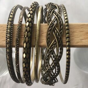 Set Of Six Bronze Antique Bangles